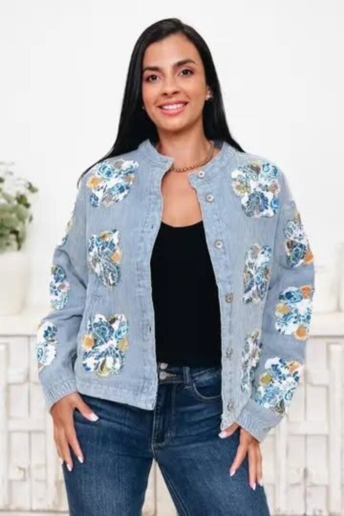 POL Patchwork Quilted Denim Jacket - Size Small (retails $99)