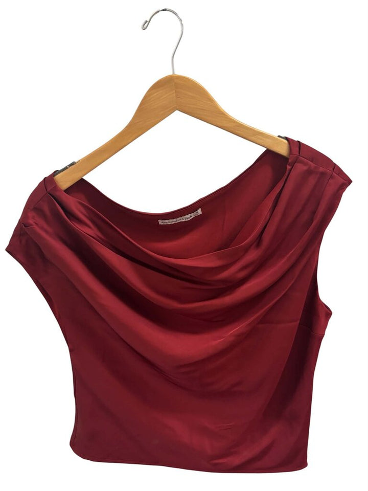 Abercrombie & Fitch Asymmetrical Draped Top In Red - Size Medium
