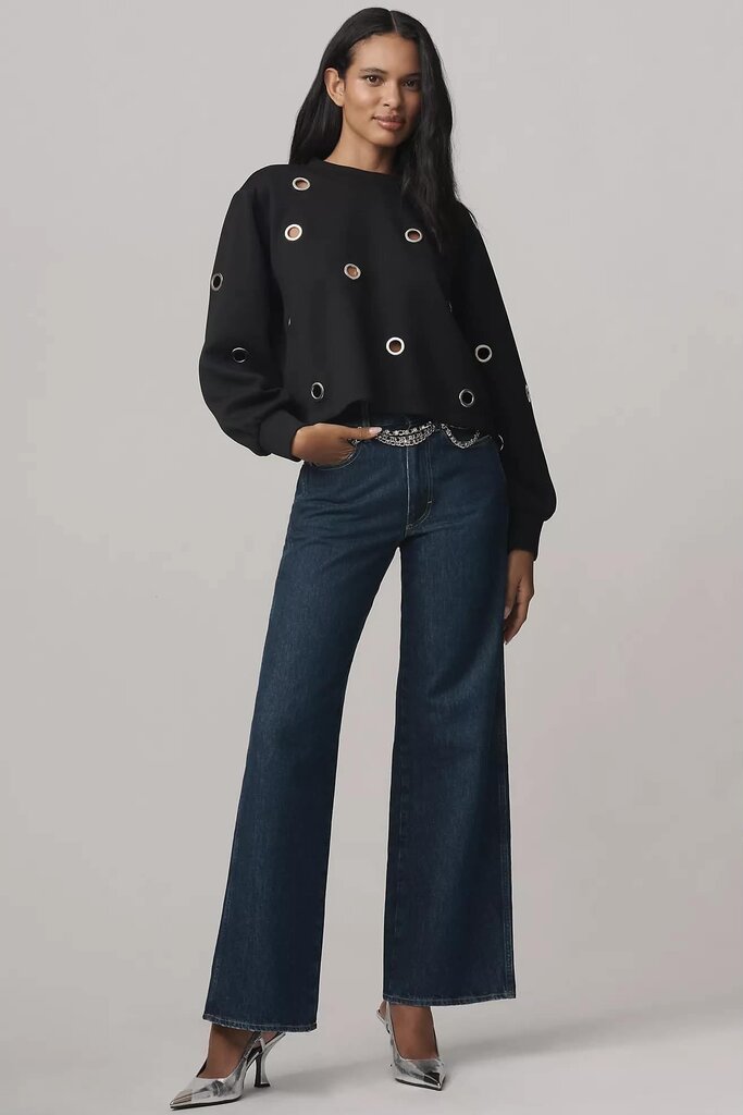 Anthropologie Crew Neck Grommet Sweatshirt - Size XS