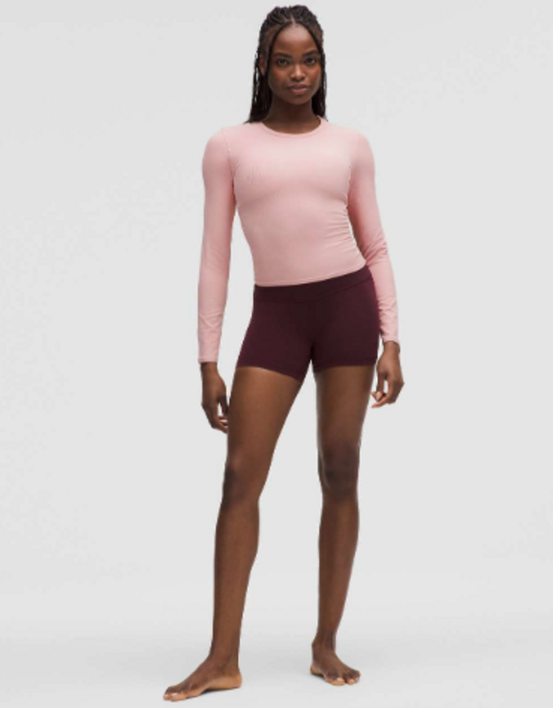 Lululemon All It Takes Back-Twist Ribbed Long Sleeve Shirt in Pink Haze - Size 8 (Retails for $68)