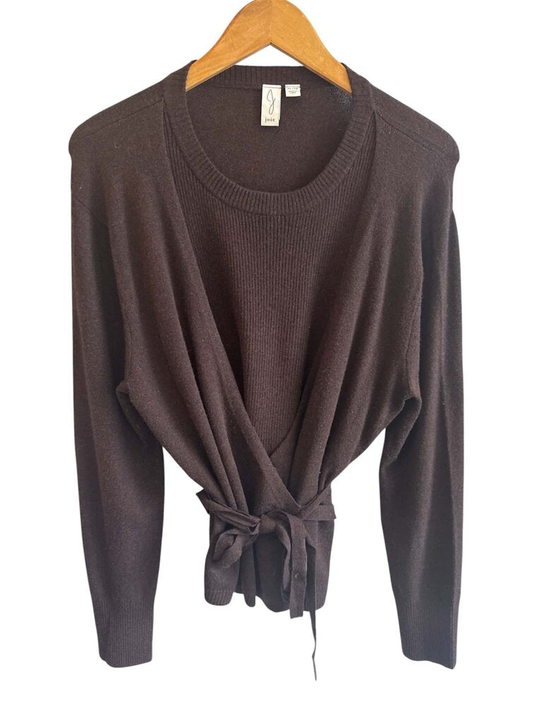 Joie Faux-Layered Cashmere Blend Wrap Sweater - Size XL