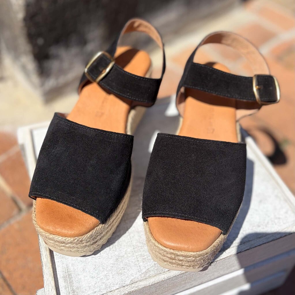 Spanish Sandal Black Espadrille Platforms - Size 37