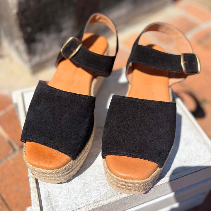 Spanish Sandal Black Espadrille Platforms - Size 37