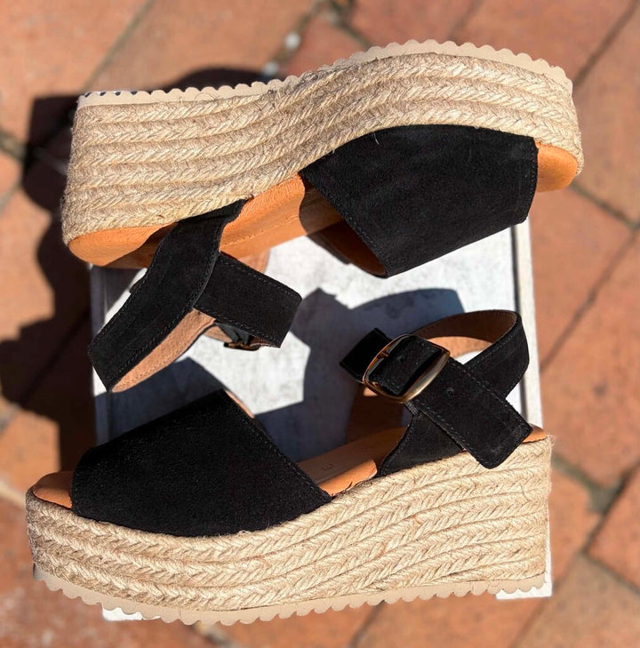 Spanish Sandal Black Espadrille Platforms - Size 37