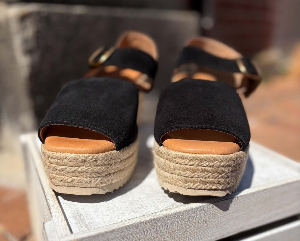 Spanish Sandal Black Espadrille Platforms - Size 37