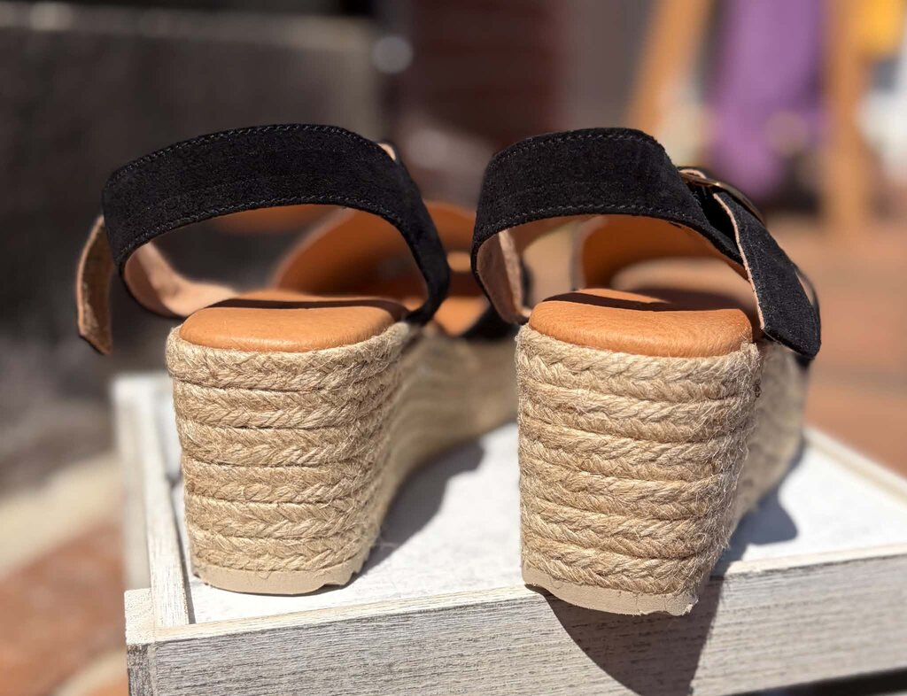 Spanish Sandal Black Espadrille Platforms - Size 37