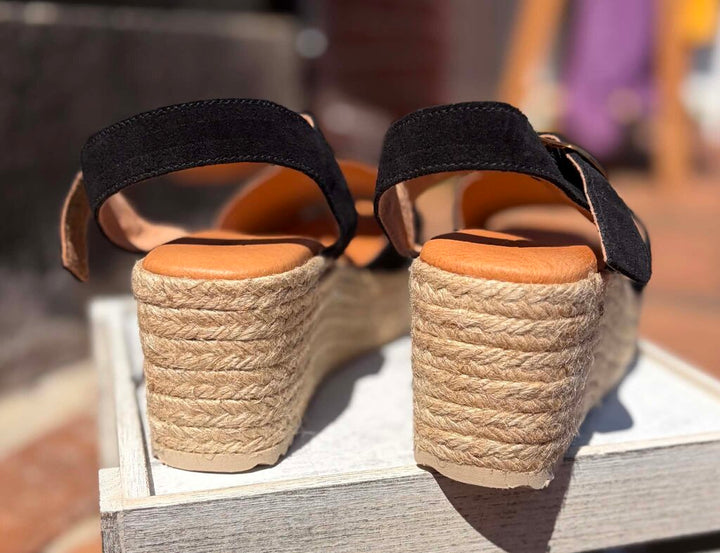 Spanish Sandal Black Espadrille Platforms - Size 37