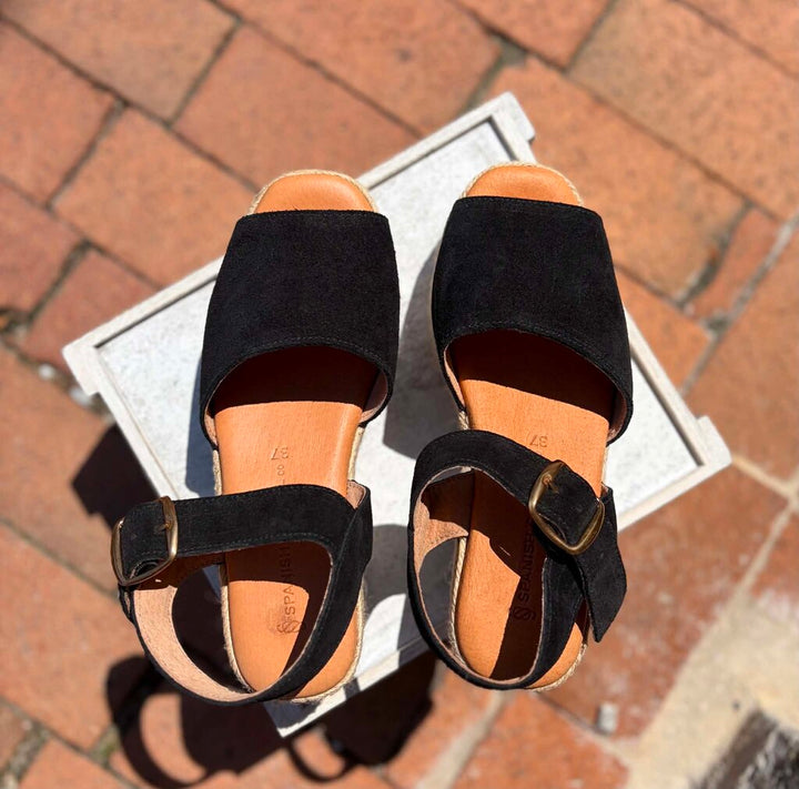 Spanish Sandal Black Espadrille Platforms - Size 37