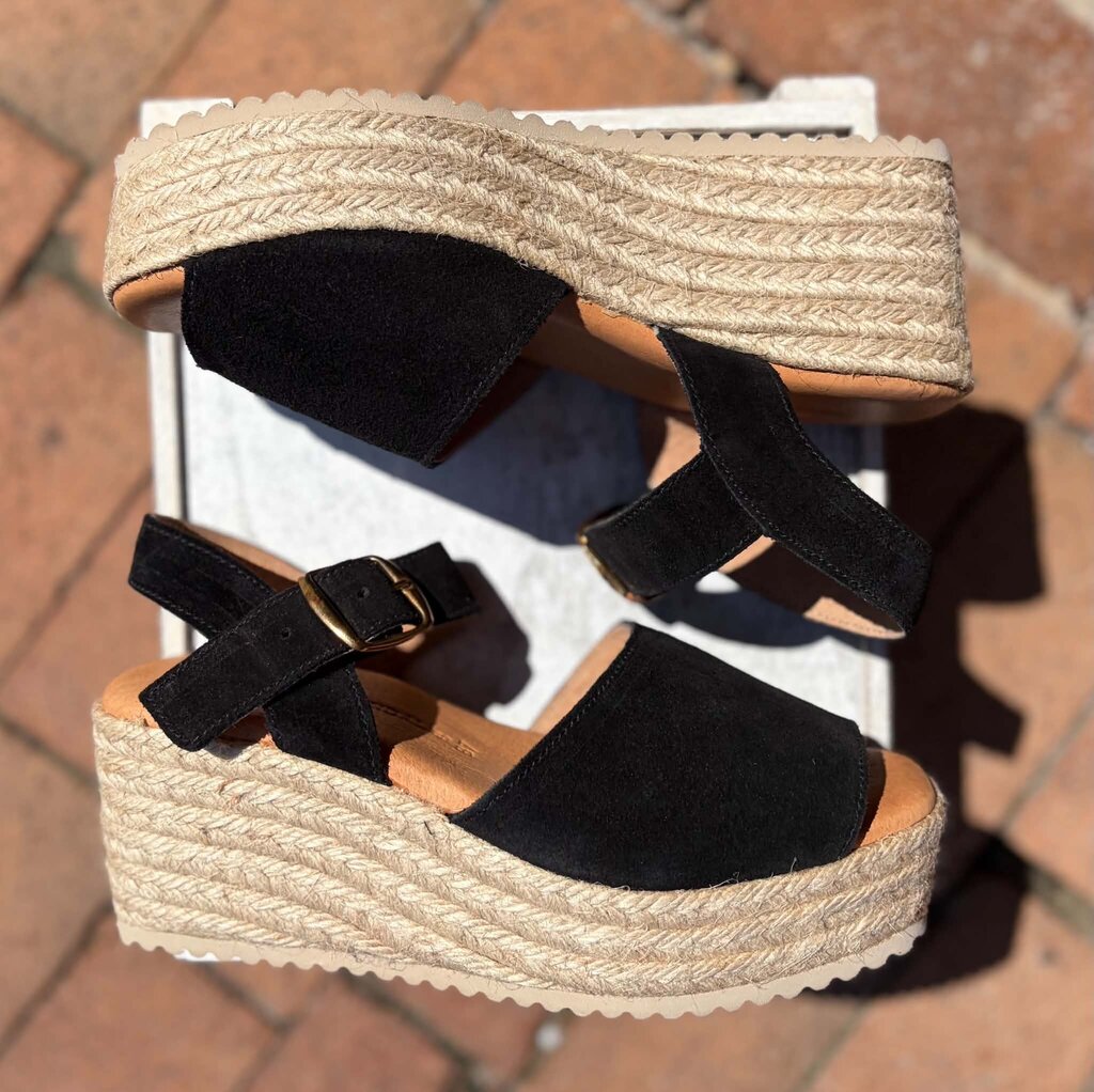 Spanish Sandal Black Espadrille Platforms - Size 37