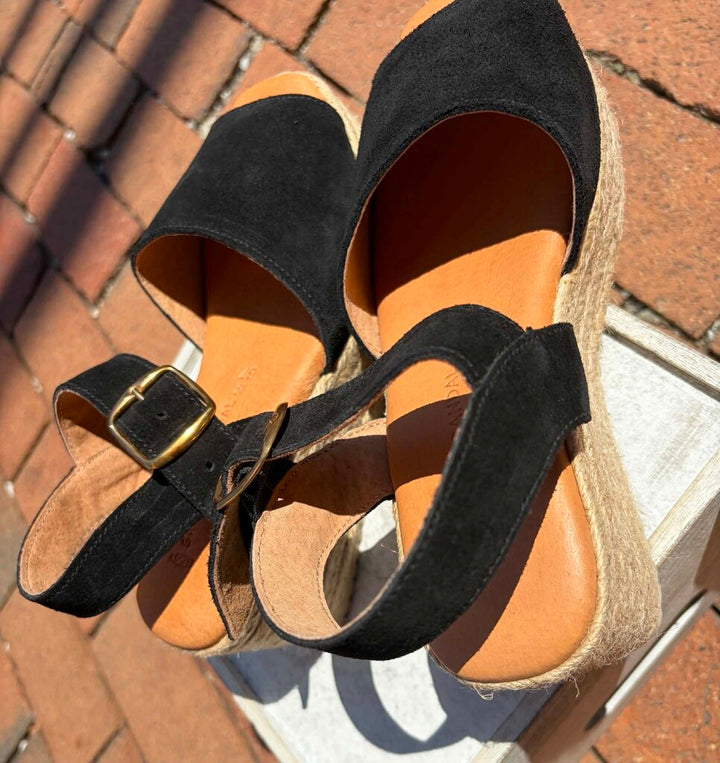 Spanish Sandal Black Espadrille Platforms - Size 37