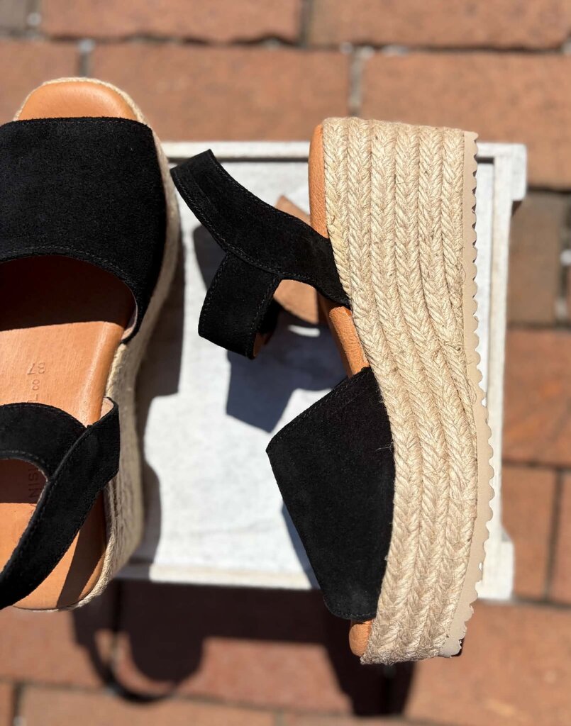 Spanish Sandal Black Espadrille Platforms - Size 37