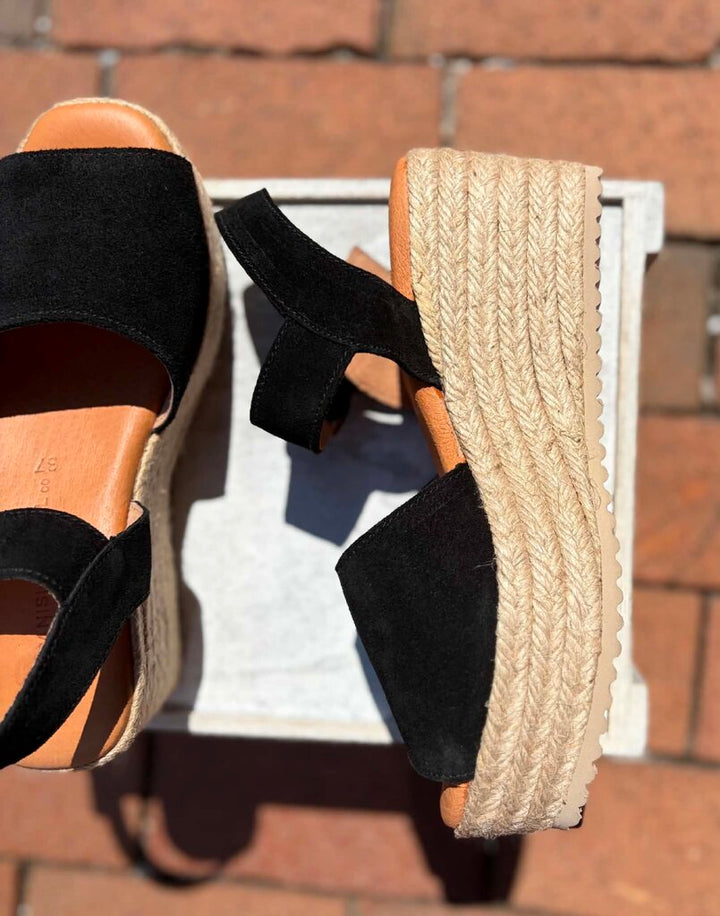 Spanish Sandal Black Espadrille Platforms - Size 37
