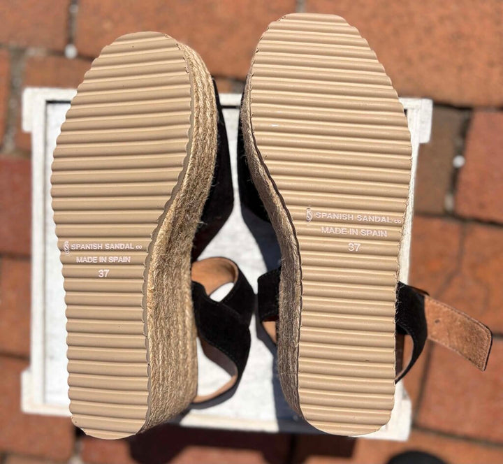 Spanish Sandal Black Espadrille Platforms - Size 37