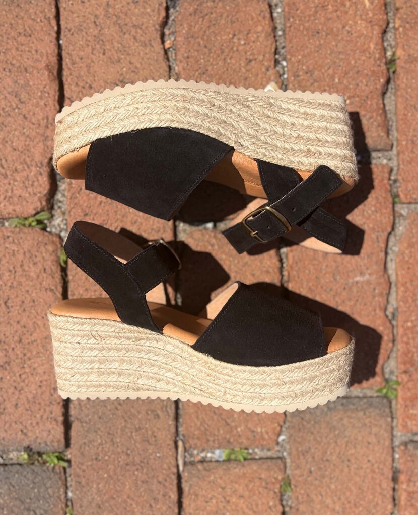 Spanish Sandal Black Espadrille Platforms - Size 37
