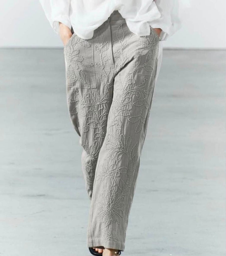 Zara Embroidered Floral Pants - Size Medium