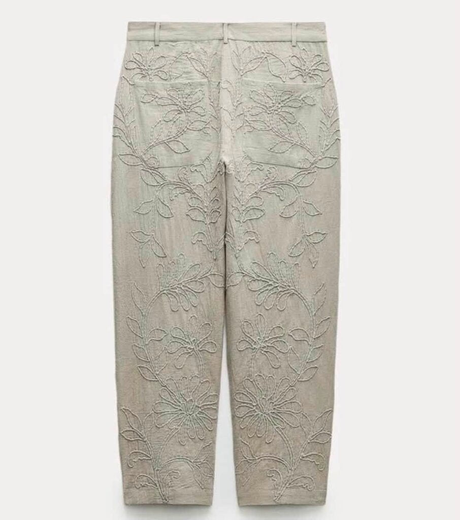 Zara Embroidered Floral Pants - Size Medium