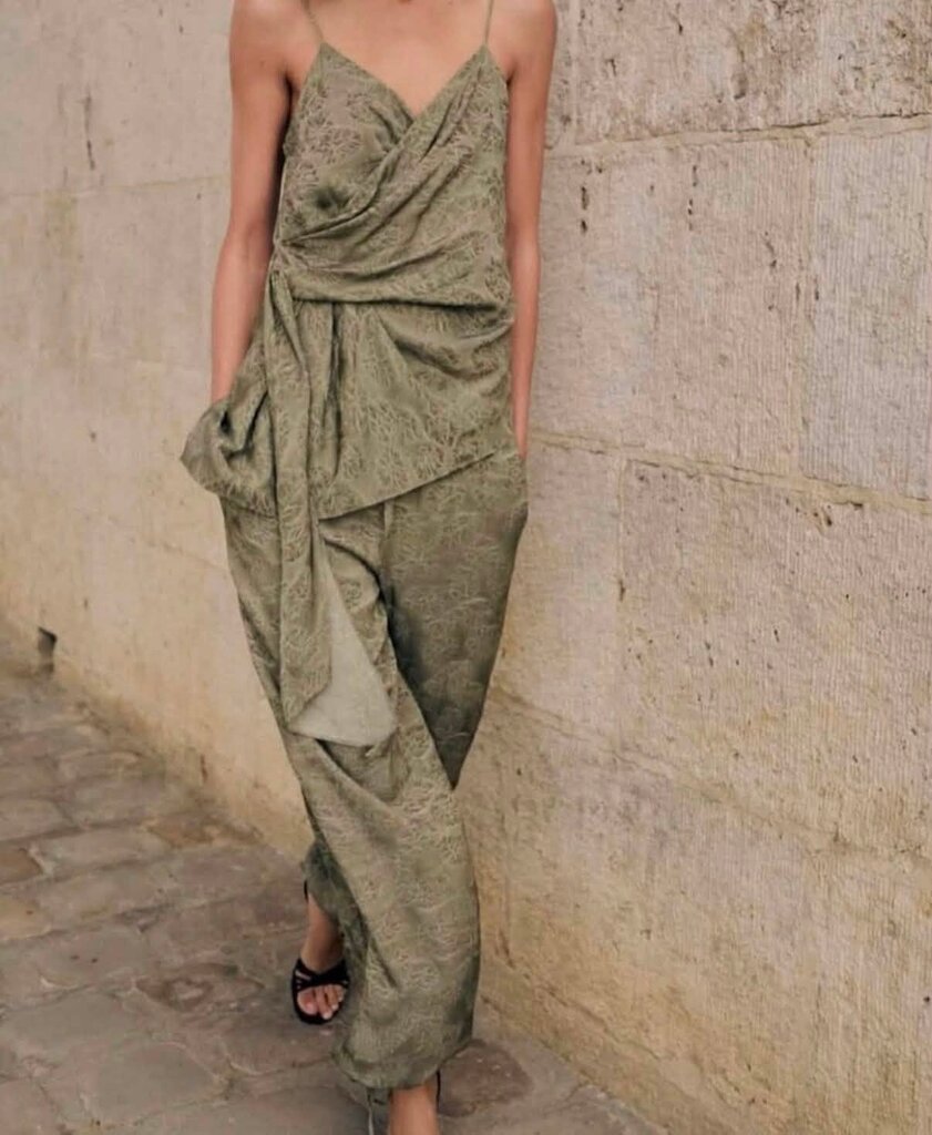 Zara Tied Jacquard Pants - Size Small