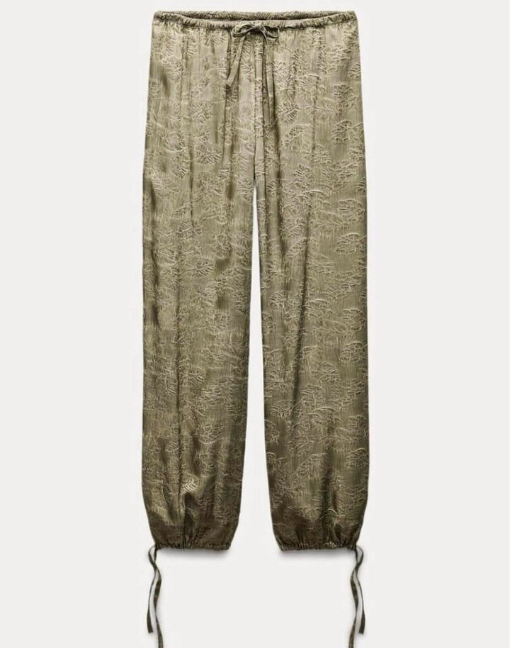 Zara Tied Jacquard Pants - Size Small