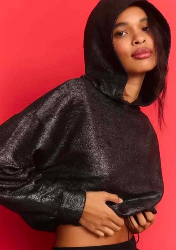 Pilcro Metallic Hoodie In Black - Size XS