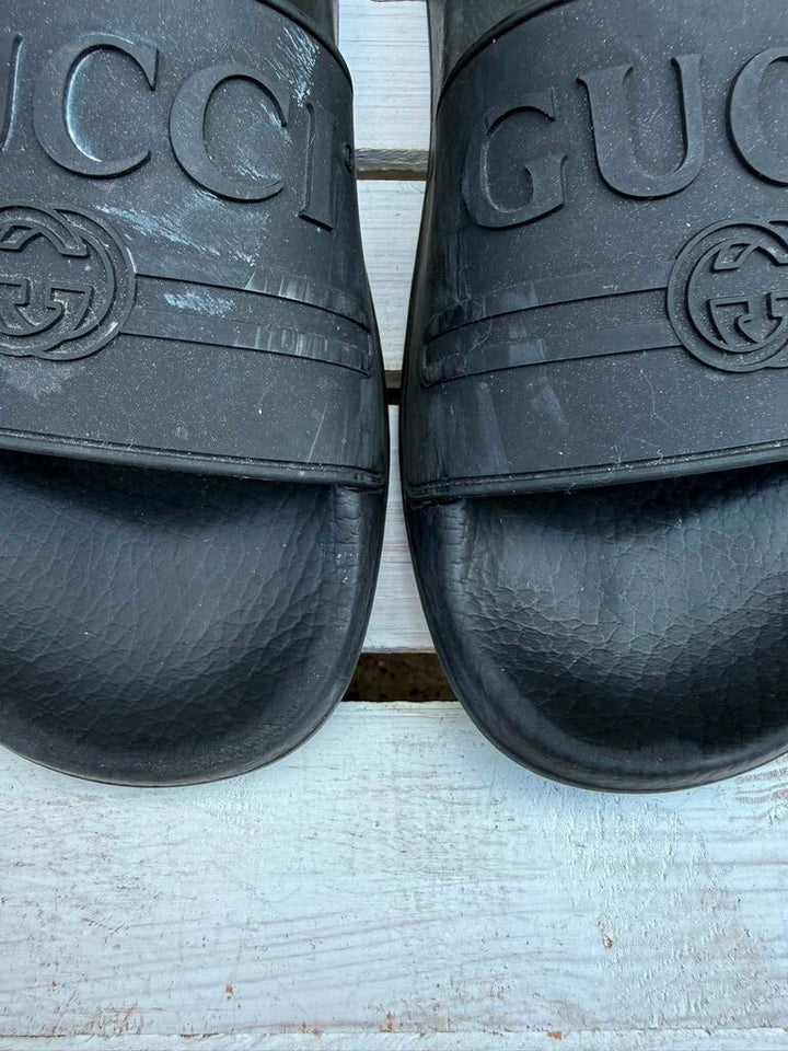 Gucci Logo Rubber Pool Slides - Size 38