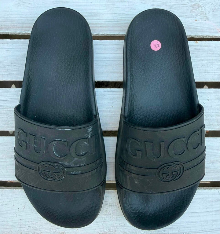 Gucci Logo Rubber Pool Slides - Size 38