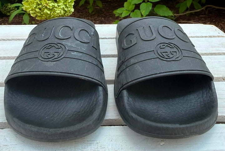 Gucci Logo Rubber Pool Slides - Size 38