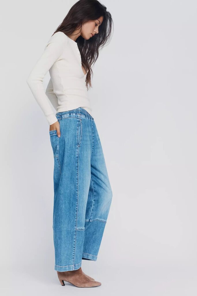 Pilcro Izzie Relaxed Pull-On Barrel Jeans - Size XS