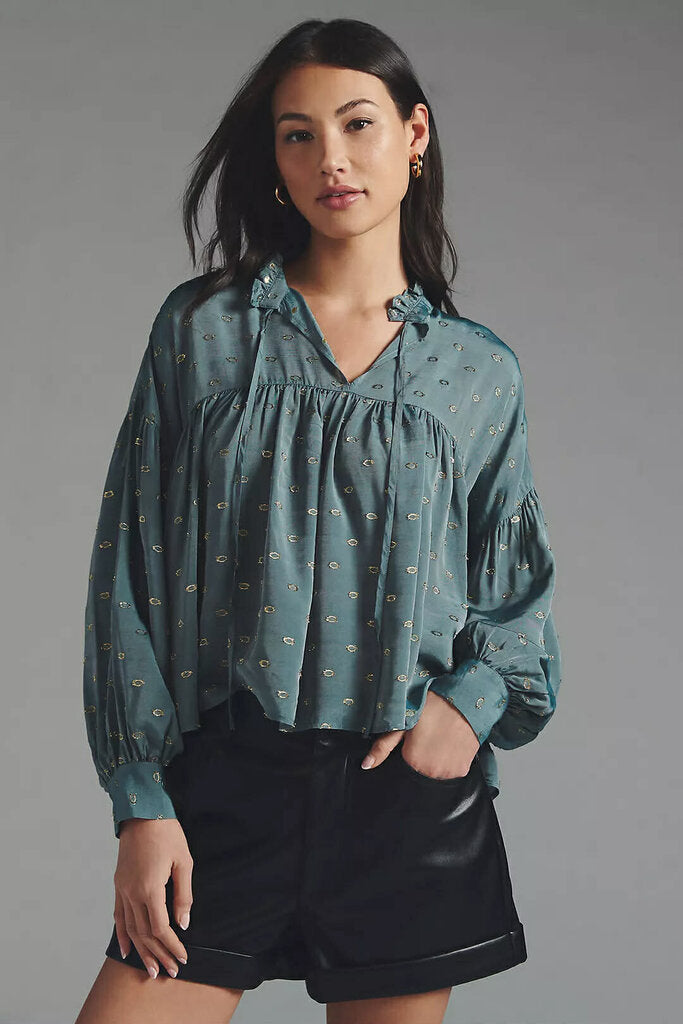 NWT Anthropologie Ruffled Peasant Blouse- Size Medium