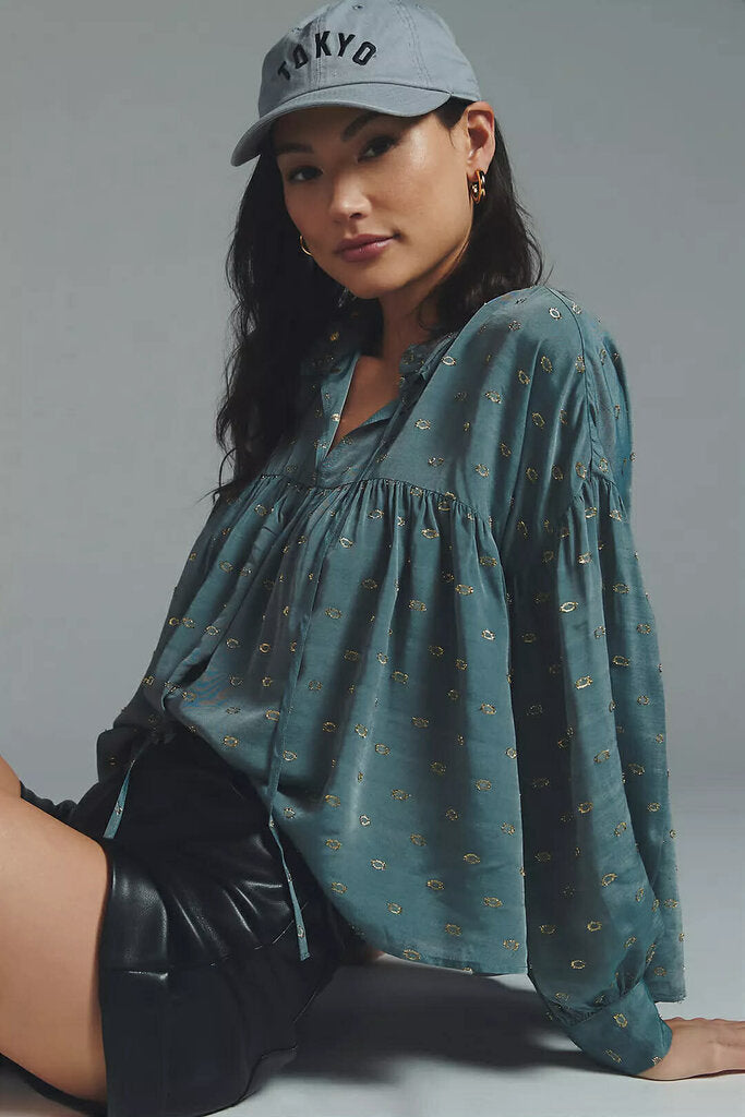 NWT Anthropologie Ruffled Peasant Blouse- Size Medium