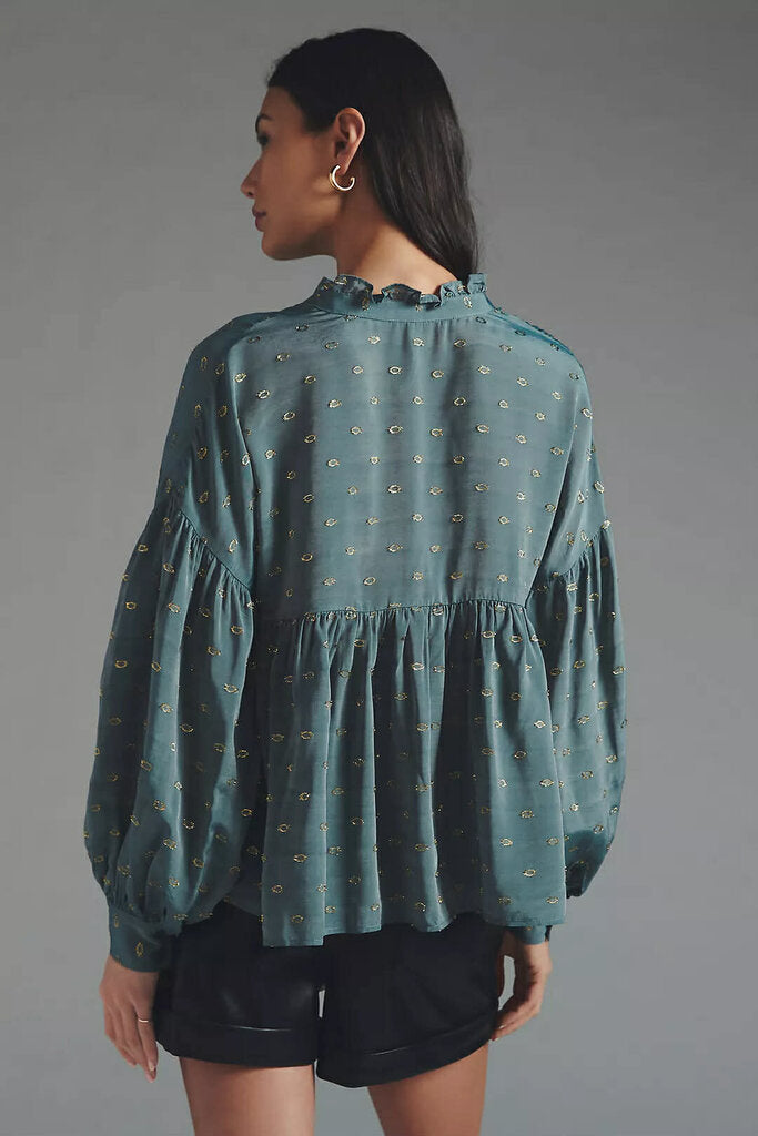 NWT Anthropologie Ruffled Peasant Blouse- Size Medium