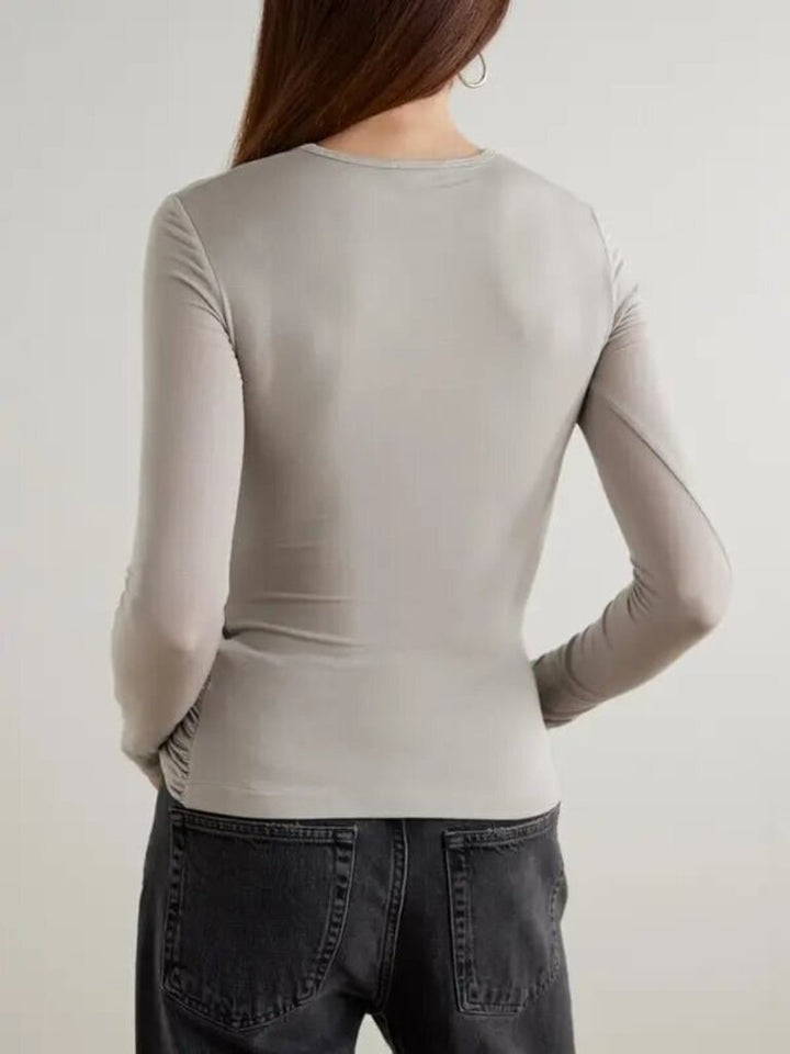 Agolde NWT Eve Twist Ruched Top in Dolphin Color - Size Large