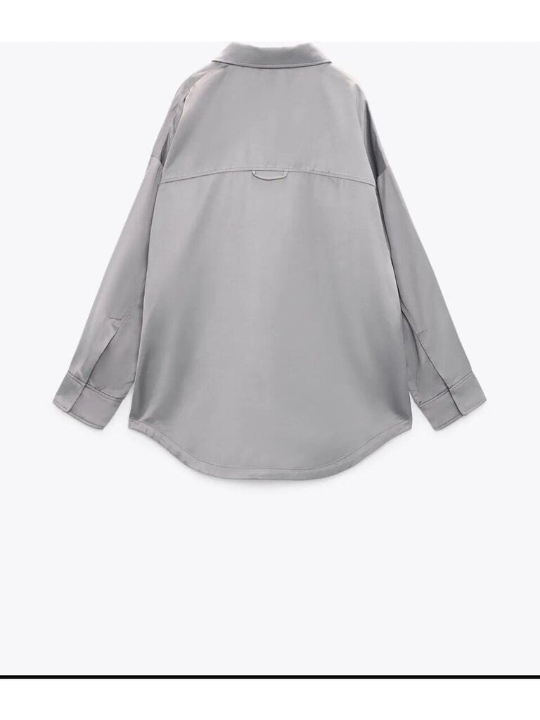 Zara Satin Oversized Button-Up Long Sleeve - Size XS