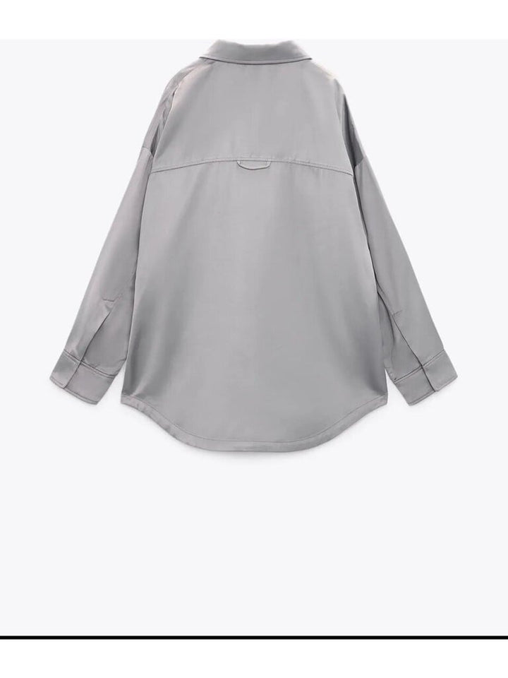 Zara Satin Oversized Button-Up Long Sleeve - Size XS
