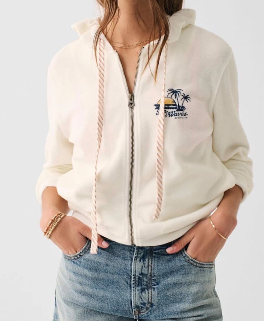 Faherty Reverse Beach Fleece Hooded Zip Up - Size Medium