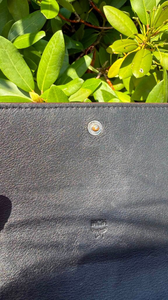 MCM Embossed Leather Wallet on Chain