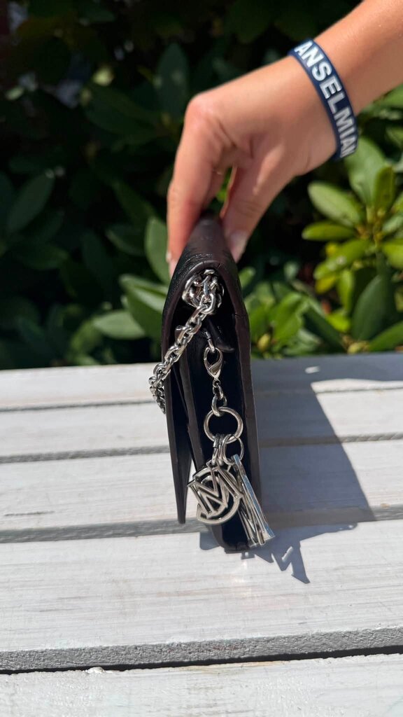 MCM Embossed Leather Wallet on Chain