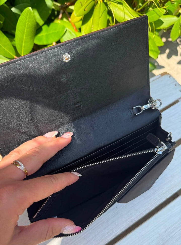 MCM Embossed Leather Wallet on Chain