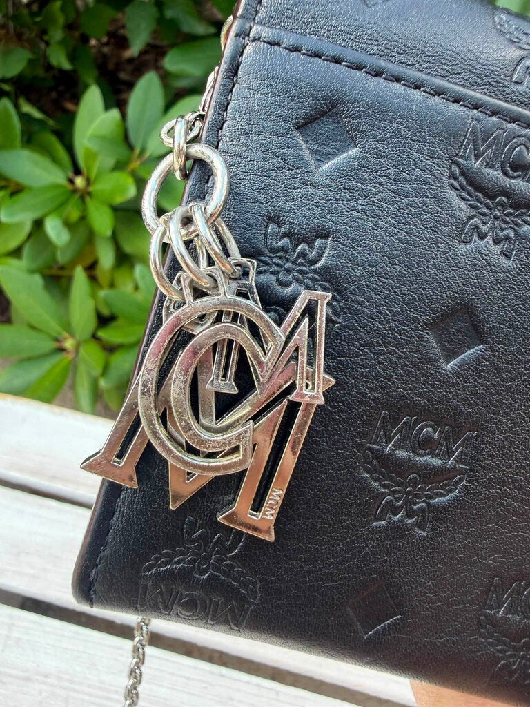 MCM Embossed Leather Wallet on Chain