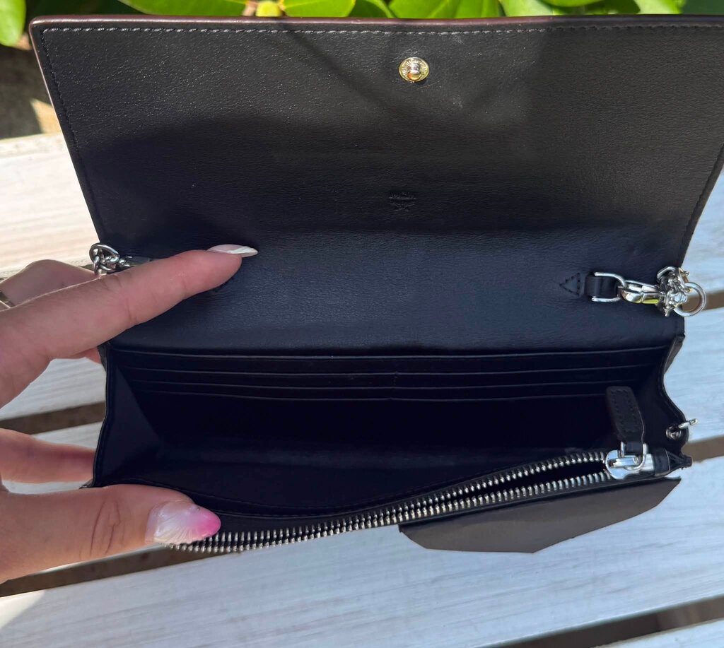 MCM Embossed Leather Wallet on Chain