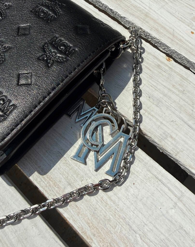 MCM Embossed Leather Wallet on Chain