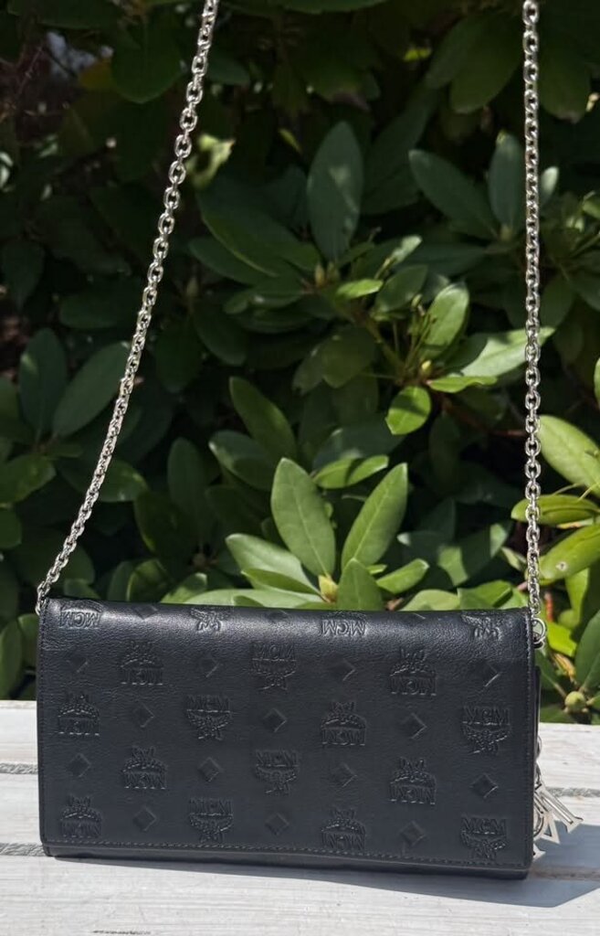 MCM Embossed Leather Wallet on Chain