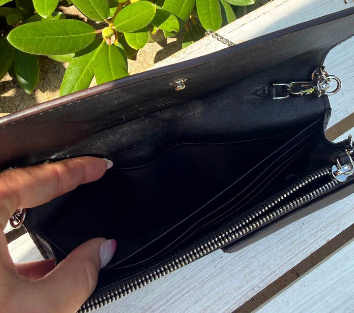 MCM Embossed Leather Wallet on Chain