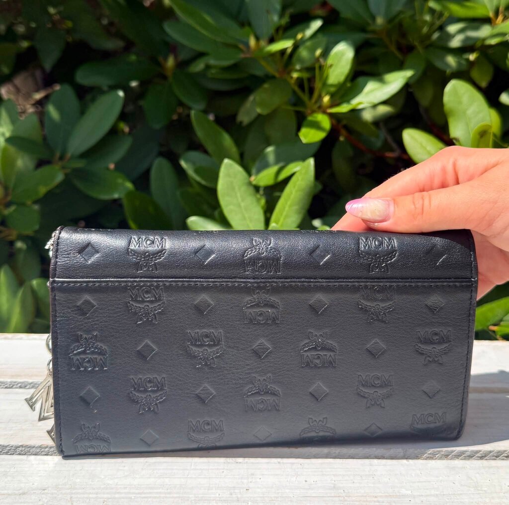 MCM Embossed Leather Wallet on Chain