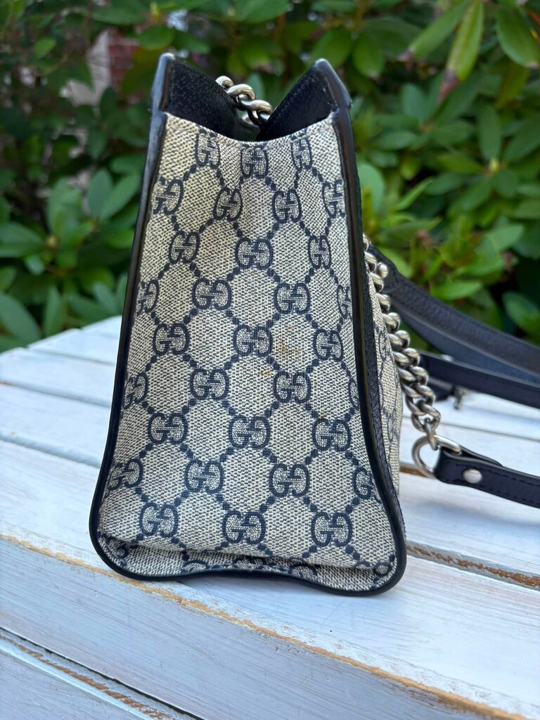 Gucci GG Supreme Dollar Calfskin Web Small Padlock Tote
