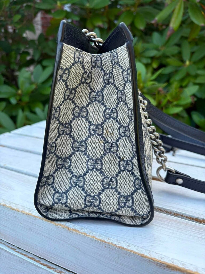 Gucci GG Supreme Dollar Calfskin Web Small Padlock Tote