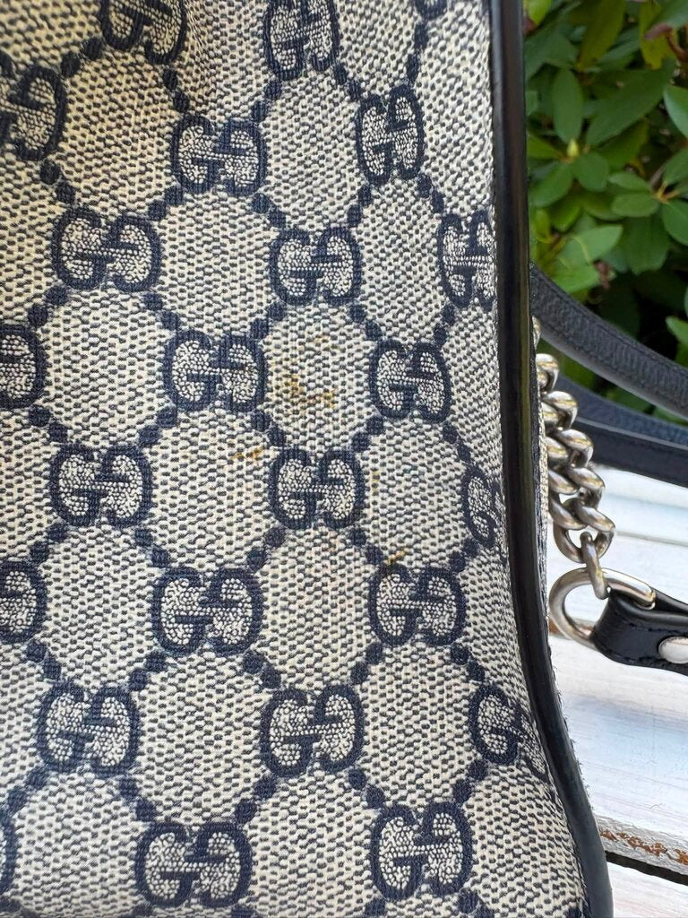 Gucci GG Supreme Dollar Calfskin Web Small Padlock Tote