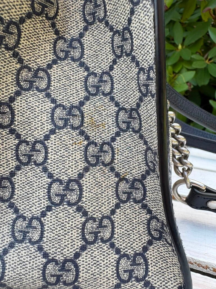 Gucci GG Supreme Dollar Calfskin Web Small Padlock Tote