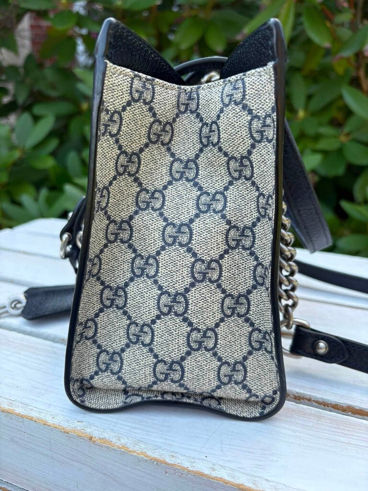 Gucci GG Supreme Dollar Calfskin Web Small Padlock Tote