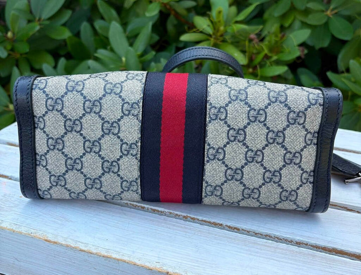 Gucci GG Supreme Dollar Calfskin Web Small Padlock Tote