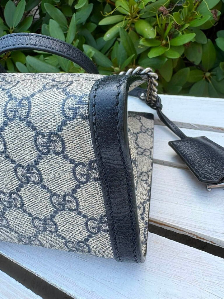 Gucci GG Supreme Dollar Calfskin Web Small Padlock Tote